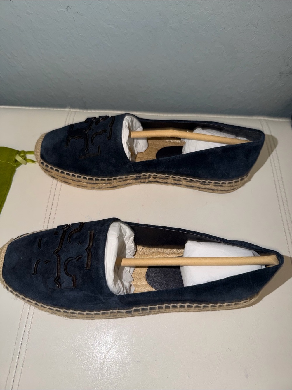 Tory Burch Navy Suede Espadrille Slip-Ons